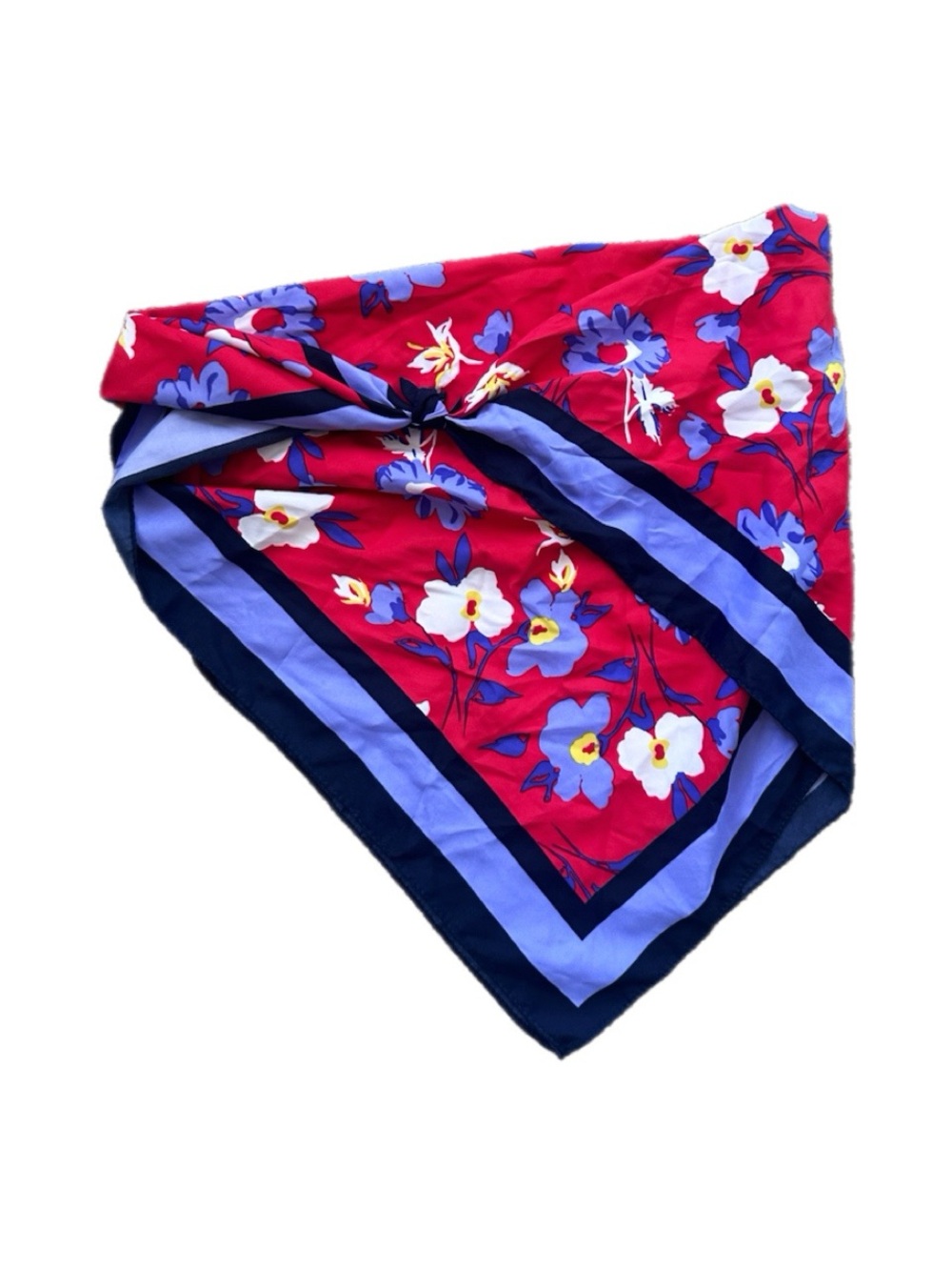 Floral Red and Blue Women's Silk Scarf